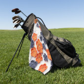 春手作り縫製織花オレンジブルー ゴルフタオル (グリーン)