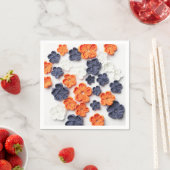 春手作り縫製織花オレンジブルー スタンダードカクテルナプキン (インサイチュ)