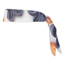 春手作り縫製織花オレンジブルー タイヘッドバンド