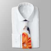 春手作り縫製織花オレンジブルー ネクタイ (タイ)