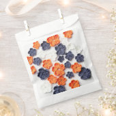 春手作り縫製織花オレンジブルー フェイバーバッグ (クリップ留めされた状態)