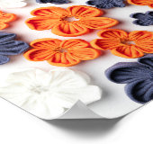 春手作り縫製織花オレンジブルー ポスター (角)