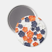 春手作り縫製織花オレンジブルー マグネット (正面/裏面)