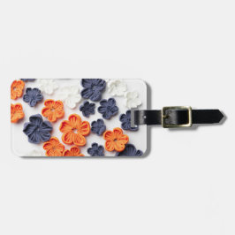 春手作り縫製織花オレンジブルー ラゲッジタグ