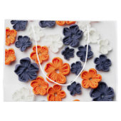 春手作り縫製織花オレンジブルー ラージペーパーバッグ (裏面)