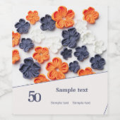 春手作り縫製織花オレンジブルー ワインラベル (シングルラベル)