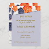 春手作り縫製織花オレンジブルー 招待状 (正面/裏面)