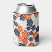 春手作り縫製織花オレンジブルー 缶クーラー (缶裏面)