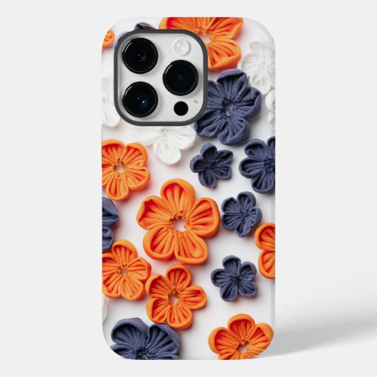 春手作り縫製織花オレンジブルー Case-Mate iPhoneケース (裏面)