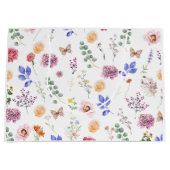 春押さえられた野生の花蝶ホワイト ラージペーパーバッグ (正面)