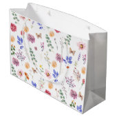 春押さえられた野生の花蝶ホワイト ラージペーパーバッグ (裏面アングル)
