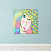 春抽象芸術デジタルポートレートの女性 キャンバスプリント (インサイチュ (ウッドフロア))