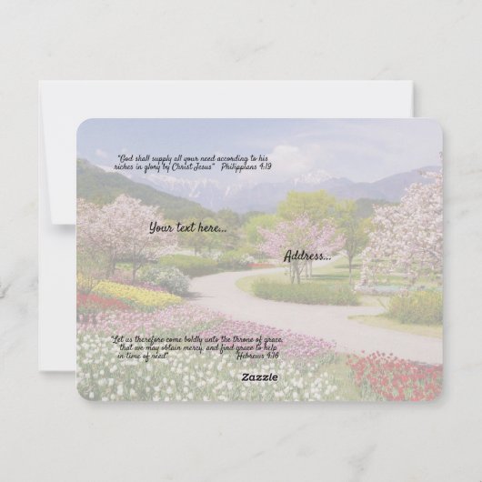 春救済の場を持つキリスト教の詩 シーズンカード (裏面)