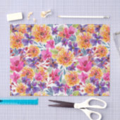 春数々のカラー水色フローラ開花 薄葉紙 (クラフト)