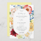 春数々のカラー結婚花模様の3a 招待状 (正面/裏面)