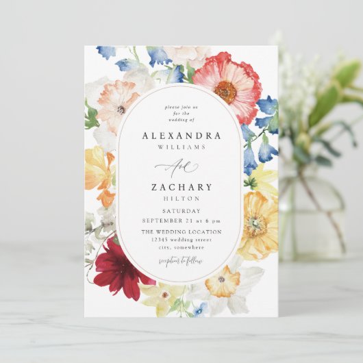 春数々のカラー結婚花模様の3b 招待状 (スタンド正面)