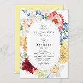 春数々のカラー結婚花模様の3b 招待状 (正面/裏面)