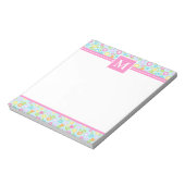 春数々のカラー花モノグラムメモ帳 ノートパッド (回転)
