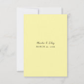 春数々のカラー花模様いいえ食事RSVP – 黄色 出欠カード (裏面)