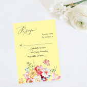 春数々のカラー花模様いいえ食事RSVP – 黄色 出欠カード