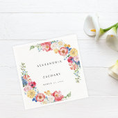 春数々のカラー花模様ナプキン スタンダードカクテルナプキン