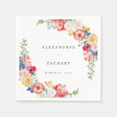 春数々のカラー花模様ナプキン スタンダードカクテルナプキン (正面)