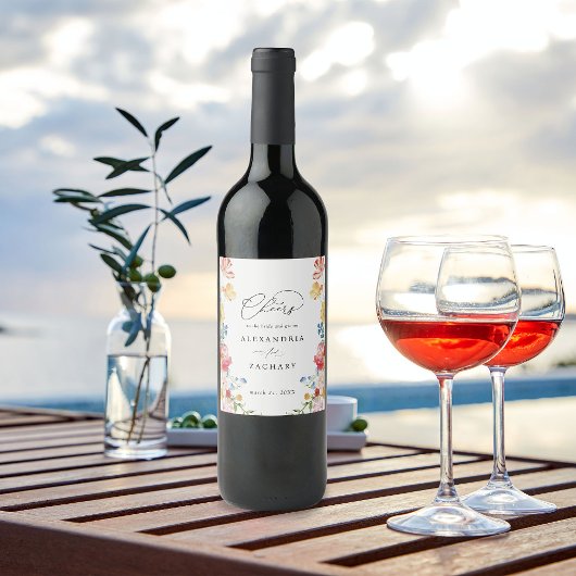 春数々のカラー花模様ワインラベル ワインラベル