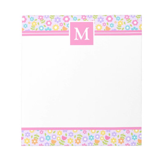 春数々の色の花モノグラム ノートパッド (正面)