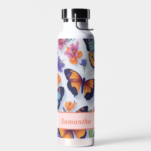 春数々の色の蝶と花 ウォーターボトル (左面)
