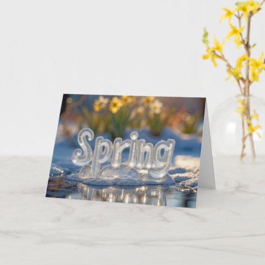 春文字と水仙 カード (黄色い花)