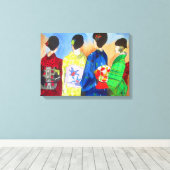 春日本の着物芸者の水彩画 キャンバスプリント (インサイチュ (ウッドフロア))