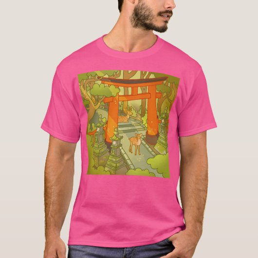 春日神社奈良日本 Tシャツ (正面)