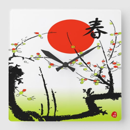春時計 スクエア壁時計 (正面)