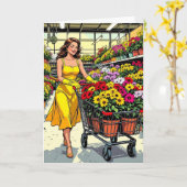 春時間はここだ！園芸用手袋及びサンドレス カード (黄色い花)