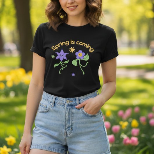 春来は可愛い踊り紫 Tシャツ