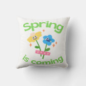 春来は可愛い青と黄色の花 クッション (裏面)