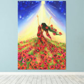 春来キャンバス印刷フラワーガール絵を描- s キャンバスプリント (インサイチュ (ウッドフロア))