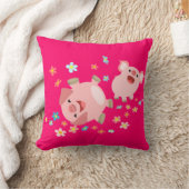 春枕に2匹のかわいい漫画 クッション (ブランケット)