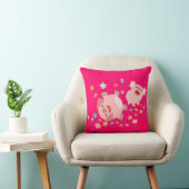 春枕に2匹のかわいい漫画 クッション (椅子)