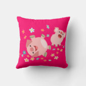 春枕に2匹のかわいい漫画 クッション (裏面)