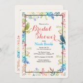 春枠の垂直ブライダルシャワー 招待状 (正面/裏面)