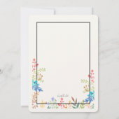 春枠の垂直ブライダルシャワー 招待状 (裏面)