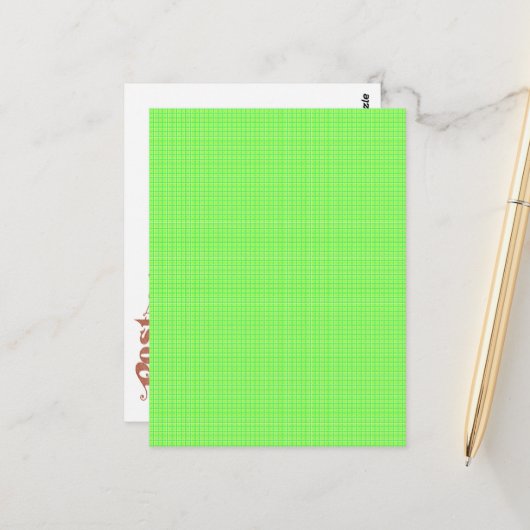 春格子模様の春草色 ポストカード (正面/裏面インサイチュ)