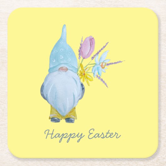 春格言ハッピーイースター スクエアペーパーコースター (正面)