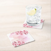 春桜さくらんぼブロッサムピンク誕生日 スクエアペーパーコースター (インサイチュ)