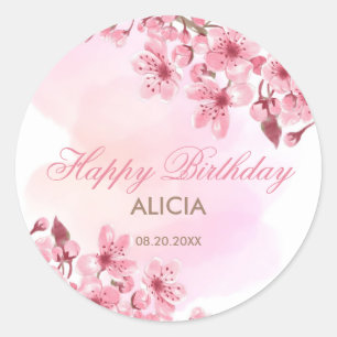 春桜さくらんぼブロッサムピンク誕生日 ラウンドシール
