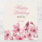 春桜さくらんぼブロッサムピンク誕生日 ワインラベル (シングルラベル)
