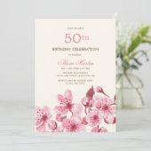 春桜さくらんぼブロッサムピンク誕生日 招待状 (スタンド正面)