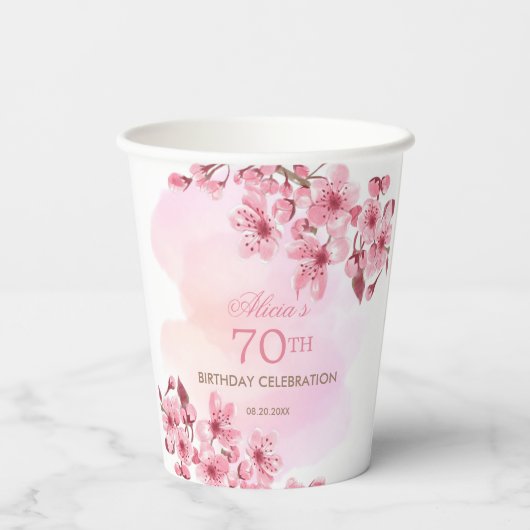 春桜さくらんぼブロッサムピンク誕生日 紙コップ (裏面)