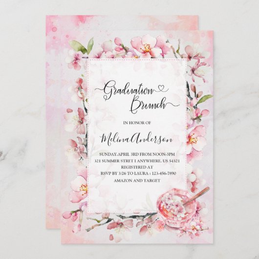 春桜フローサーとデザート水カラーグラ 招待状 (正面/裏面)